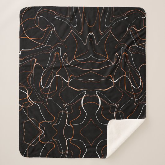 Moderne Zwarte Abstracte Lijnkunst Fleece Deken  (Voorkant)