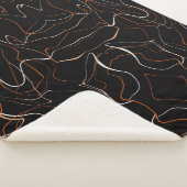 Moderne Zwarte Abstracte Lijnkunst Fleece Deken  (3/4)