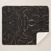 Moderne Zwarte Abstracte Lijnkunst Fleece Deken  (Voorkant (horizontaal))