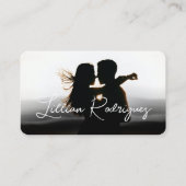 Moderne zwarte abstracte overlay foto visitekaartje (Voorkant)