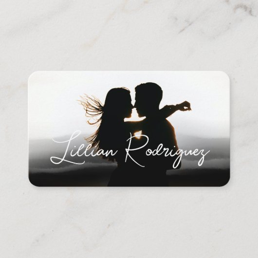 Moderne zwarte abstracte overlay foto visitekaartje (Voorkant)