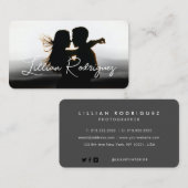 Moderne zwarte abstracte overlay foto visitekaartje (Voorkant / Achterkant)