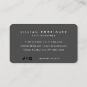 Moderne zwarte abstracte overlay foto visitekaartje (Achterkant)