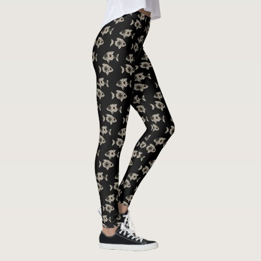Moderne zwarte achtergrond bij zwemmen leggings (Rechts)