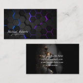 Moderne zwarte achtergrond met Hexagon Visitekaart Visitekaartje (Voorkant / Achterkant)