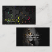 Moderne zwarte achtergrond met hexagon visitekaartje (Voorkant / Achterkant)