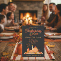 Moderne zwarte achtergrond Thanksgiving Diner