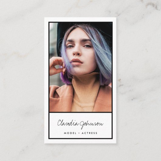 Moderne zwarte acteur model zanger danser foto visitekaartje (Voorkant)