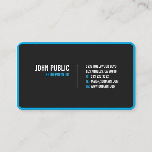 Moderne zwarte afgeronde hoeken visitekaartje (Voorkant)