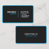 Moderne zwarte afgeronde hoeken visitekaartje (Voorkant / Achterkant)