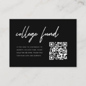 Moderne Zwarte Afstudeer College Fonds QR Code Informatiekaartje (Voorkant)