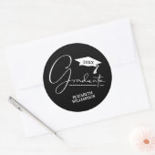 Moderne zwarte afstudeerfeest ronde sticker (Envelop)