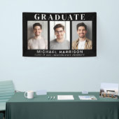 Moderne Zwarte Afstuderen Foto Spandoek (Beurs)