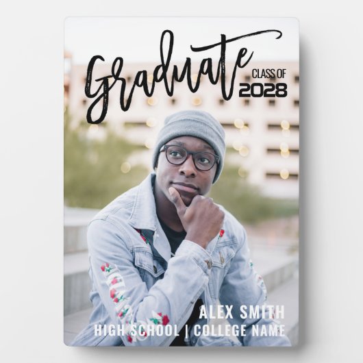 Moderne zwarte Afstuderen penseel Fotoplaat (voorkant)