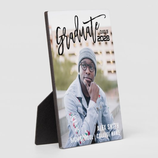 Moderne zwarte Afstuderen penseel Fotoplaat (Zijkant)