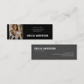 Moderne zwarte Afstuderen Photo Calling Card Contactkaartje (Voorkant / Achterkant)