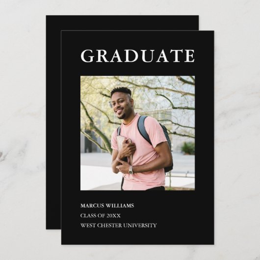 Moderne zwarte Afstuderen van het Manuscript van d Kaart (Voorkant / Achterkant)