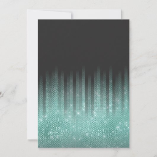 Moderne Zwarte Aqua Glitter Typografie Sweet 16 Kaart (Achterkant)