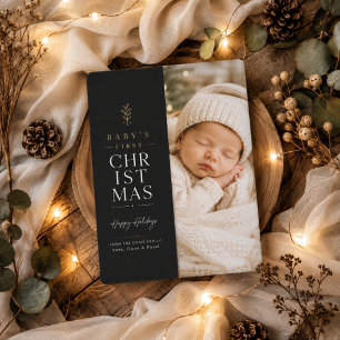 Moderne Zwarte Baby Eerste Kerst Foto Kaart