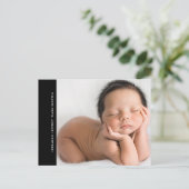 Moderne zwarte Baby foto geboorte aankondiging (Staand voorkant)