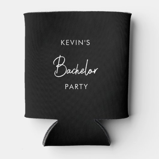 Moderne Zwarte Bachelorfeest Eenvoudig Blikjeskoeler (Voorkant)