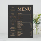 Moderne zwarte bakkerij, Café Tafel Menu (Staand voorkant)