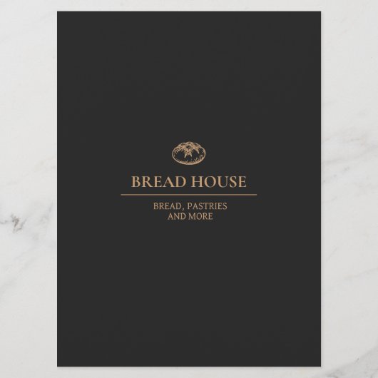 Moderne zwarte bakkerij, Café Tafel Menu (Achterkant)