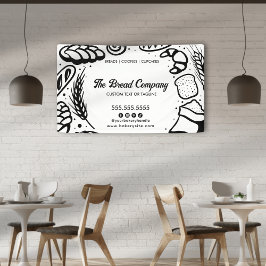 Moderne zwarte bakkerij Doodles Border Business Ev Spandoek