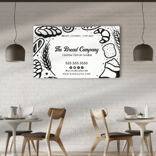 Moderne zwarte bakkerij Doodles Border Business Ev Spandoek