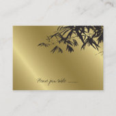 Moderne zwarte bamboe lekt op Gold Asian Wedding Plaatskaartje (Voorkant)