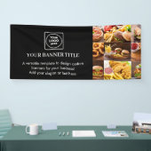 Moderne zwarte banner voor evenementen met eigen m (Beurs)