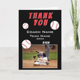 Moderne Zwarte Baseball Bedankt Coach Fotokaart