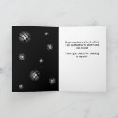 Moderne zwarte basketbal bal foto coach bedankkaart (Binnen)