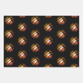 Moderne zwarte basketbal bal sportpatroon Wrapp Inpakpapier Vel (Voorkant 2)