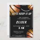 Moderne Zwarte Basketbal Sport Kids Verjaardag Kaart (Voorkant)