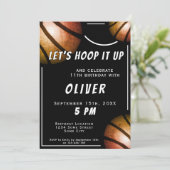 Moderne Zwarte Basketbal Sport Kids Verjaardag Kaart (Staand voorkant)