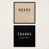 Moderne zwarte Bedankt hangen Labels op Vierkante Visitekaartjes (Voorkant /achterkant)