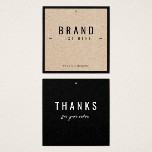 Moderne zwarte Bedankt hangen Labels op Vierkante Visitekaartjes (Voorkant /achterkant)
