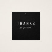 Moderne zwarte Bedankt hangen Labels op Vierkante Visitekaartjes (Achterkant)