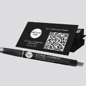 Moderne zwarte bedrijfslogo en QR-code Visitekaartje
