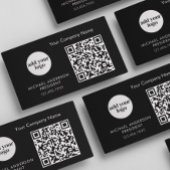 Moderne zwarte bedrijfslogo en QR-code Visitekaartje