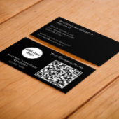 Moderne zwarte bedrijfslogo en QR-code Visitekaartje