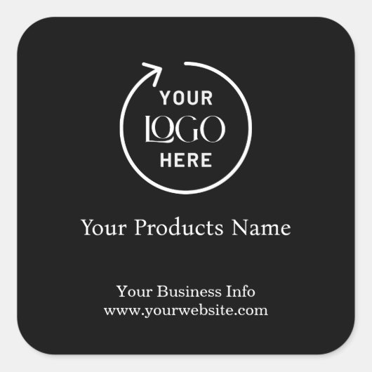 Moderne zwarte bedrijfsplein sticker (Voorkant)