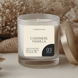 Moderne zwarte beige kaarslabel sticker