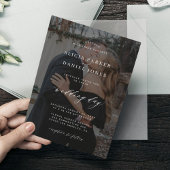 Moderne zwarte bekleding 2 foto's bruiloft kaart