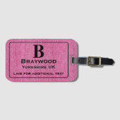 Moderne zwarte belettering op roze Denim Print Bagagelabel (Voorkant (horizontaal))