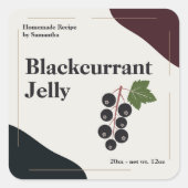Moderne Zwarte Bes Gelei Label Sticker (Voorkant)