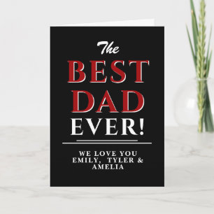 Moderne Zwarte Beste Papa Rode Typografie Vaderdag Kaart