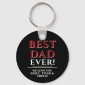 Moderne Zwarte Beste Papa Typografie Vaderdag Sleutelhanger (Voorkant)