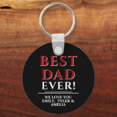 Moderne Zwarte Beste Papa Typografie Vaderdag Sleutelhanger (Voorkant)